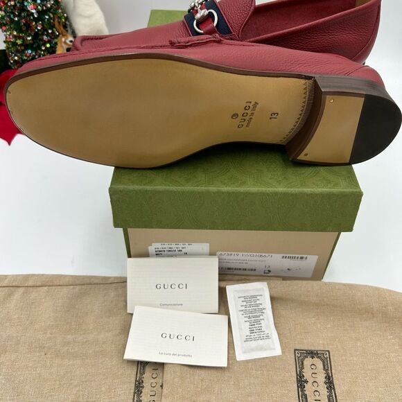 Men’s Gucci, leather, web horse bit loafers size 13 made in Italy - Picture 5 of 10